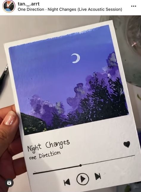 Art credit goes to official owner it's not mine Song name night changes From one direction Music Polaroid Painting, Spotify Polaroid Painting, Spotify Playlist Painting, Song Painting Ideas, Spotify Drawing Aesthetic, Spotify Painting, Polaroid Drawing Ideas, Polaroid Drawing, Song Painting