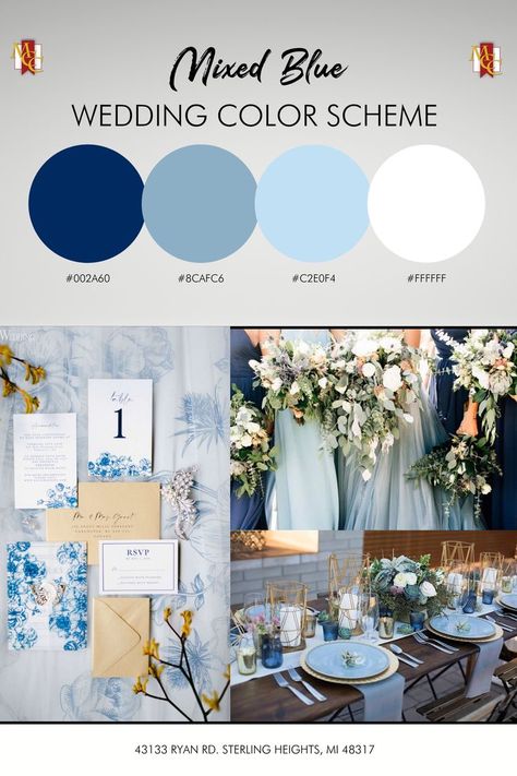 Light Blue And Dark Blue Wedding Theme, Ice Blue And Navy Wedding Theme, Wedding Venues Blue And White, Cerulean Wedding Theme, Dusty Blue And Dark Blue Wedding, Blue Shades Wedding Colour Palettes, Blue Shade Wedding Theme, Shade Of Blue Wedding Theme, Vintage Blue And Gold Wedding