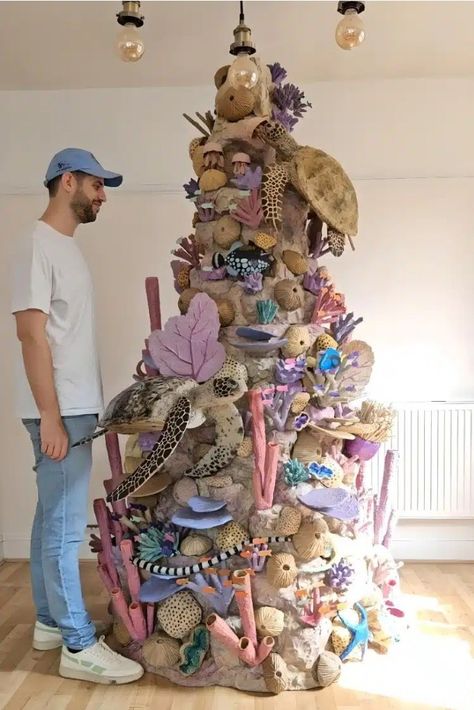 Cardboard coral reef, artist Josh Gluckstein Coral Reef Poster Project, Coral Diy Decor, Coral Reef Decor, Cardboard Sea Animals, Josh Gluckstein, Cardboard Sea Creatures, Diy Coral Reef, Coral Reef Project, Coral Reef Sculpture