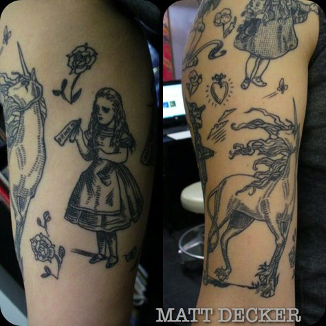 Storybook tattoos. Matt decker. Storybook Tattoo, Fairytale Tattoo, Black White Tattoos, White Tattoo, Skin Art, Traditional Tattoo, Ink Tattoo, Cool Tattoos, Tatting