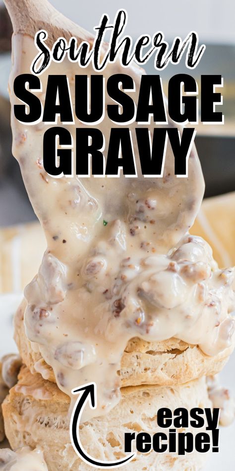 How To Make Homemade Sausage Gravy, Homemade Sausage And Gravy, Sausage Gravy With Buttermilk, Peppered Sausage Gravy Recipe, Biscuits And Beef Gravy, Gravy Biscuit Recipe, Easy Breakfast Gravy Recipe, Homemade Biscuits For Biscuits And Gravy, Gravy And Sausage Recipe