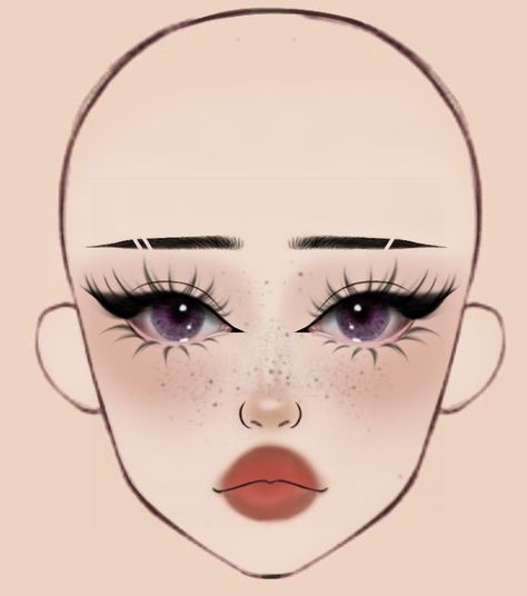 makeup Makeup Looks With Freckles, Face Drawing Makeup, Makeup Inspo Alt, Anime Makeup Looks, Makeup Looks Drawing, Makeup Ideas Drawing, Makeup Template, Futuristic Makeup, Makeup Charts