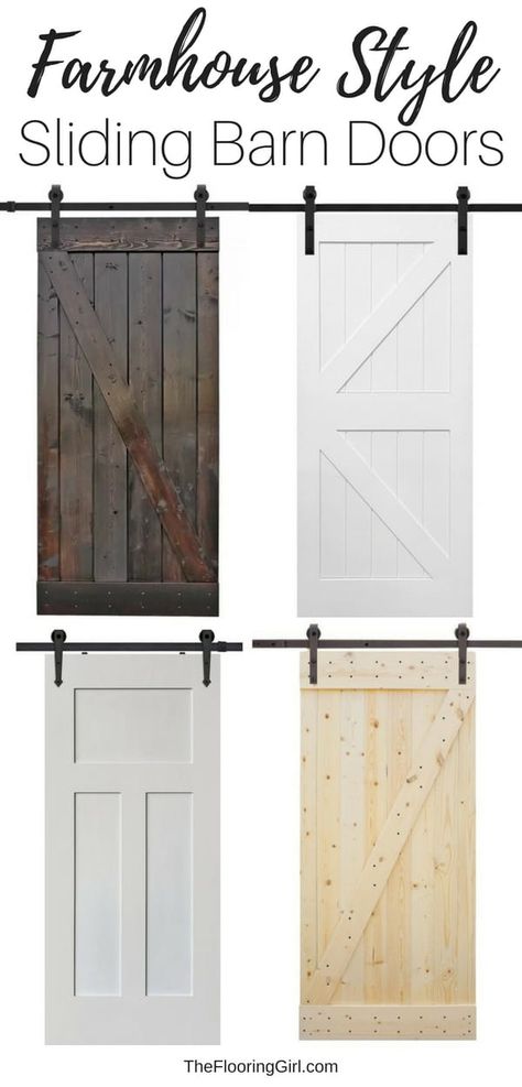 11 Affordable sliding barn doors for an authentic farmhouse look | The Flooring Girl Rustic Barn Door, Farmhouse Look, Bathroom Farmhouse Style, Farmhouse Remodel, Sliding Barn Doors, Diy Barn Door, Designer Jackets, Kitchen Farmhouse, Décor Boho