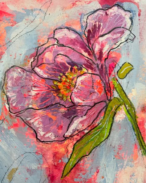 Flower of the day. One of my favorite techniques is to use oil pastel over acrylics and then scratch back into them. Here, I’m scratching into the oil pastel with a palette knife to create the frilly texture on this peony. Pastel Artwork Flower, Flower Oil Pastel, Oil Pastel Flowers, Oil Pastel Artwork, Pastel Bouquet, Pastel Artwork, Oil Pastel Art, Pastel Pencils, Oil Painting Flowers