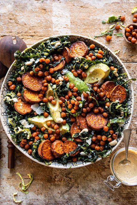 Man Salad Recipes, Salad Recipes For Dinner Winter, Healthy Vegan Recipes Clean Eating, Recipes With Nutrition Facts, Hominy Salad, Healthy Kale Salad, Harvest Kale, Warm Kale Salad, Filling Salad Recipes