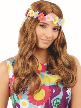 Wavy Floral Hippie Wig by Fancy Dress Ball Hippy Fancy Dress, Hippy Costume, Fancy Dress Womens, Fancy Dress Wigs, 1960s Hippie, Fancy Dress Ball, Mens Fancy Dress, Ladies Fancy Dress, Hippie Hair