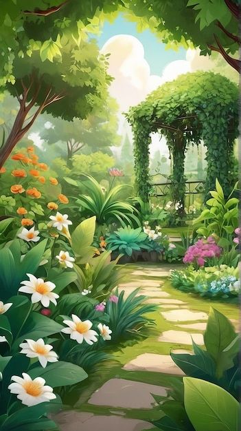 Garden Cartoon, Cartoon Garden, Garden Background, Popular Paintings, Garden Illustration, Anime Jujutsu Kaisen, Cartoon Background, Animation Background, Card Banner