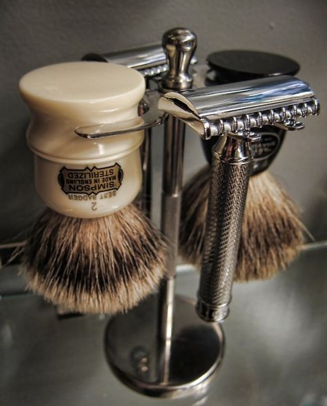 Razors have been around for thousands of years and ancient designs can even be dated back to the Bronze Age. Art Of Manliness, Its A Mans World, Close Shave, Wet Shaving, Mens Shaving, Shaving Brush, Straight Razor, Safety Razor, Sharp Dressed Man