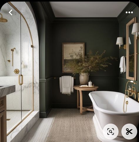 Bathroom Inspiration Decor, Green Bathroom, Bathroom Renos, Dream House Interior, House Bathroom, Wallpaper Panels, Dream House Decor, Beautiful Bathrooms, Nurseries