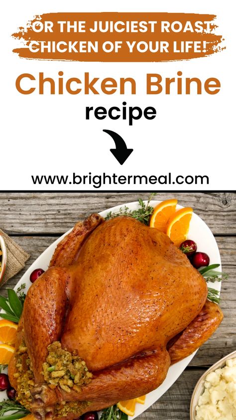 Chicken brine recipe Poultry Brine Recipe, Simple Brine For Chicken, Whole Chicken Brine Recipes, Brine For Whole Chicken, Chicken Brine Recipe Ovens, Whole Chicken Brine, Roast Chicken Brine, Quick Chicken Brine, Brine For Chicken