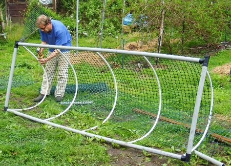 Chicken run out of PVC. Clean Chicken Coop, Reban Ayam, Chicken Tunnels, Chicken Coop Blueprints, Mobile Chicken Coop, Easy Chicken Coop, Clean Chicken, Portable Chicken Coop, Backyard Chicken Coop Plans