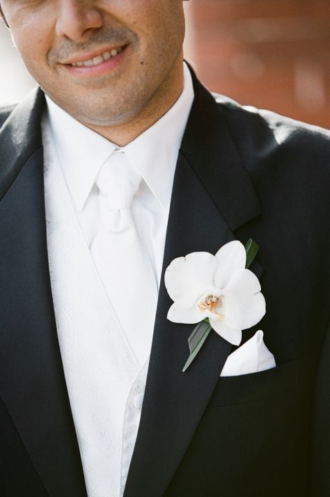 Orchid Buttoniere, Orchid Boutineer, Orchid Boutonniere Wedding, Orchid Corsage And Boutonniere, Groom Boutonniere White, Flowers For Groom, Orchid Buttonhole, White Orchid Boutonniere, Orchid Wedding Theme