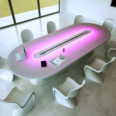 Conference Table by Think Future Design #Design, #Elegant, #Futuristic, #Table, #Technology Futuristic Office Design, Info Table, Futuristic Table, Futuristic Office, Love Your Job, Design Conference, Future Office, Fear Of Flying, Futuristic Furniture