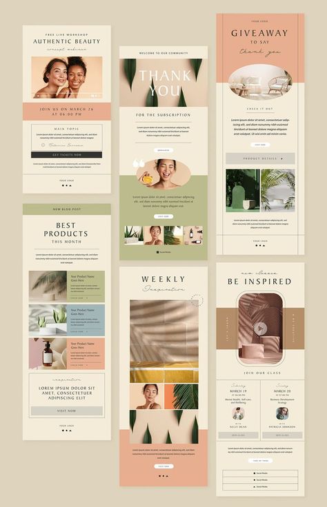 Beauty Salon Website Design, Salon Website Design, Newsletter Design Layout, Website Branding Design, Email Layout, Newsletter Layout, 잡지 레이아웃, Email Design Inspiration, Email Marketing Design