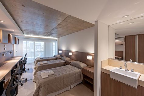 Gallery of STUDENT RESIDENCE / Z+BCG ARQUITECTOS - 5 School Dormitory Room Aesthetic, Student Residence, Dormitory Room, School Building Design, Cozy Interior Design, Student Room, Sleeping Room, Student Accommodation, Shared Rooms