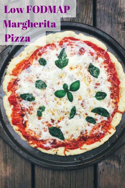 Looking for something to curb your pizza cravings? Try this low FODMAP Margherita pizza. Made with a FODMAP friendly gluten-free pizza crust, this fodmap friendly pizza will be a family favourite in no time. #IBS #glutenfree #fodmap #lowfodmap #fodmapformula (www.fodmapformula.com) Low Fodmap Appetizers, Fodmap Lunch, Fodmap Recipes Dinner, Low Fodmap Recipes Dinner, Fodmap Meal Plan, Low Fodmap Snacks, Fodmap Friendly Recipes, Low Fodmap Diet Recipes, Fodmap Diet Recipes