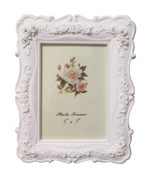 PRICES MAY VARY. BRING PHOTOS TO LIFE: Frames aren’t just for displaying your photographs-- they serve as home decor too! The elegant, molded photo frame surrounds your precious memories in a pretty frame that also serves as room decor. VERSATILE & EASY TO USE: This decorative baroque style picture frame can be placed just about anywhere, from your home to your office, and can even complement your bathroom. It fits neatly on the edge of a desk as well as atop an end table or shelf. PORTRAIT OR L Figurine, Creative Photo Frames, Shabby Chic Picture Frames, Photo Frame Crafts, Photo Frame Decoration, Rose Flower Photos, White Photo Frames, Picture Frame Decor, Photo Frame Gift