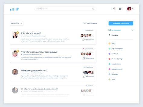 Great work from a designer in the Dribbble community; your best resource to discover and connect with designers worldwide. Community Web Design, Community Ui Design, Forum Website Design, Modal Ui Design, Community Ui, Notification Ui, Web Design User Interface, Flat Web Design, Community Design