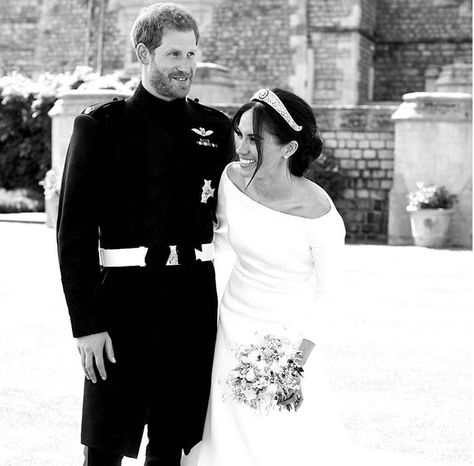 Meghan Markle and Prince Harry share never-seen-before wedding photo to mark engagement anniversary | HELLO! Prince Harry Wedding, Harry And Meghan Wedding, Harry Wedding, Royal Family Portrait, Prince Harry Et Meghan, Meghan Markle Wedding, Desmond Tutu, Prins Harry, Princess Meghan