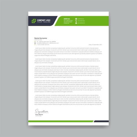 Vector modern green letterhead template | Premium Vector #Freepik #vector #business-letterhead #modern-letterhead #letterhead-template #company-letterhead Letter Heads Design Creative, Makeup Banner, Letter Head Design, Professional Letterhead Template, Stationery Design Inspiration, Letterhead Logo, Letterhead Template Word, Company Letterhead Template, Professional Letterhead