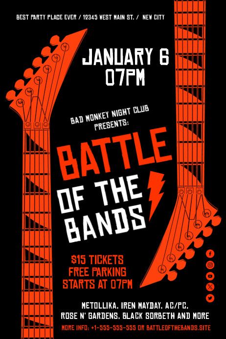 Battle of The Bands Poster Battle Of The Band Poster, Battle Of The Bands Aesthetic, Rap Battle Poster, Bands Aesthetic, Pubmat Ideas, Band Banners, Battle Of The Bands, Slim Jim, Slim Jims