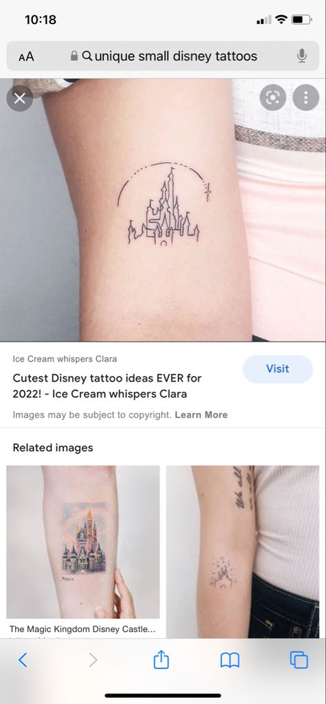 Cinderella Castle Tattoo, Pixie Dust Tattoo, Dust Tattoo, Cinderella Tattoo, Cute Disney Tattoos, Small Castle, Castle Tattoo, Small Castles, Quote Tattoo