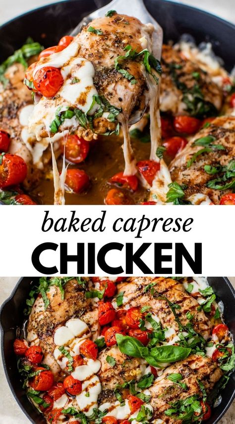 Chicken Recipes 5 Ingredients Or Less, Dinners With Balsamic Vinegar, One Pan Italian Chicken Skillet, Mozzarella Tomato Basil Chicken, Healthy Chicken Caprese, Baked Margarita Chicken, Recipes Using Balsamic Vinegar, Recipes With Balsamic Vinegar, Skillet Balsamic Chicken