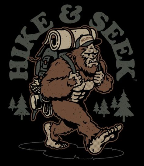 Summer plans include but are not limited to: Finding Bigfoot. Hiking memes, hiking apparel, outdoor art, t shirt designs Big Foot Art, Sasquatch Illustration, Sasquatch Art Graphic Design, Funny Sasquatch Art, Bigfoot Illustration, Hiking Apparel, Bigfoot Tshirts, Sasquatch Sticker, Bigfoot Pictures