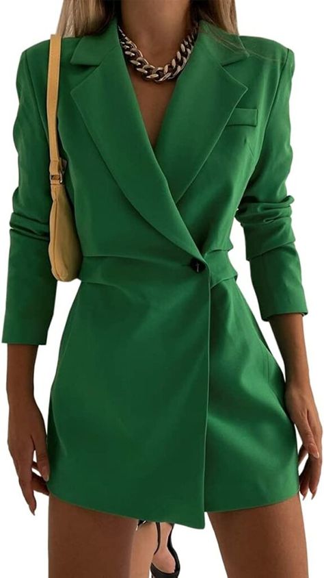 Dress With Blazer, Blazer Dress Outfits, Casual Attire For Women, Elegant Blazers, Christmas Outfits Women, Blazer Outfit, Long Blazer, Business Outfit, Blazer Outfits