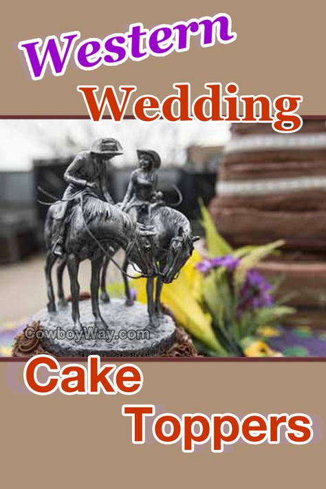 Western or cowboy wedding cake toppers. The right cake topper is the perfect accent to a beautiful Western wedding. Western Cake Toppers Weddings, Western Wedding Cake Toppers, Cowboy Cake Topper, Cowboy Wedding Decorations, Cowboy Wedding Cakes, Western Cake Toppers, Country Wedding Cake Toppers, Western Wedding Cakes, Cowboy Wedding