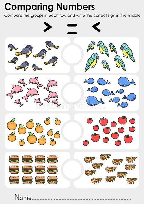 Comparing Numbers Kindergarten, Comparing Numbers Worksheet, Numbers Worksheet, Numbers Worksheets, Comparing Numbers, Preschool Math Worksheets, Kids Worksheets Preschool, 1st Grade Math Worksheets, Math Work