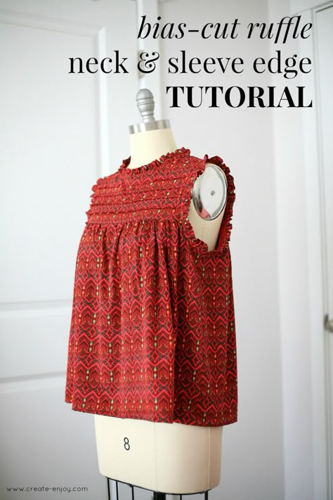 Sewing Trim On Clothes, High Neck Sewing Pattern, Diy Top Pattern Sewing, Sewing Top Ideas, Ruffle Shirt Pattern, How To Sew A Top, High Neck Pattern, Ruffle Top Pattern, Sewing Ruffles