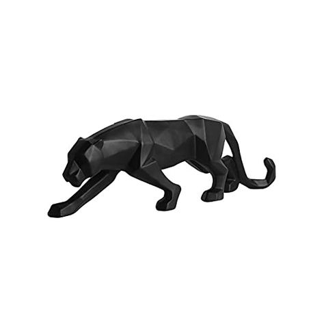 Leopard Statue, Panther Sculpture, Japanese Origami, Wildlife Decor, Black Tigers, Resin Sculpture, Bold Accessories, Geometric Animals, Animal Statues