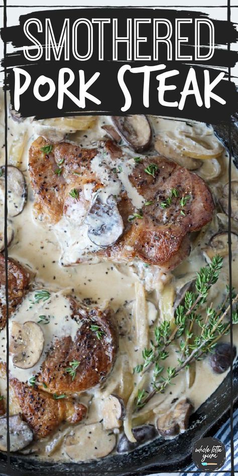 Steak With Mushrooms And Onions, Cooking Pork Steaks, Pork Shoulder Blade Steak, Onion Cream Sauce, Pork Shoulder Steak Recipes, Shoulder Steak Recipes, Fried Pork Steak, Cooking Pork Shoulder, Baked Pork Steak