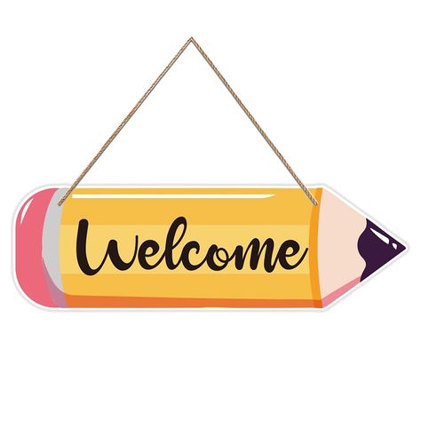 PRICES MAY VARY. SIZE: Welcome classroom sign size is 4" x 12" x 0.2", Also as an appreciation gift thank you gifts for teacher MATERIAL: Welcome sign for front door plaque made of quality PVC board,safe and harmless,not easy to damage,it can use for a long time. EASY TO HANG: First day of school welcome sign with a jute rope,easy to hanging on the door and any other place that you want to decorate. BRAUTIFUL AND COLORFUL DESIGNED: Welcome classroom decoration sign designed with bright colors, w Paper Wall Collage, Welcome Door Classroom, Welcome Classroom Sign, Classroom Welcome Boards, Modern Wall Cladding, Teachers Day Decoration, Welcome Sign Classroom, School Wall Art Ideas, Class Door Decorations