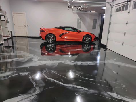 Rev up your excitement! 🚗💨 Another stunning garage floor transformation by one of our awesome customers! From dull to dynamic, this epoxy-coated garage is now ready to showcase your prized possessions in style. Who says garages can't be as sleek as your ride? 🏁 #GarageGoals #EpoxyTransformation Epoxy Flake Garage Floor, Epoxy Floor Designs, Garage Epoxy, Garage Floor Epoxy, Floor Designs, Floor Ideas, Epoxy Floor, Garage Floor, Chevy Corvette