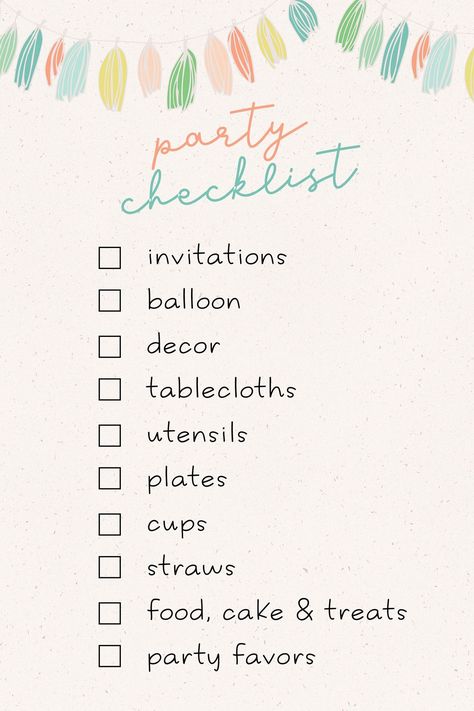 Planning A Birthday Party Checklist Outdoor 21st Birthday Party Ideas, Birthday Party Supplies Checklist, Birthday Plan Ideas, Party Supplies Checklist, Birthday Party Planning Checklist, Pool Party Supplies, Birthday Party Checklist, Birthday Party Items, Party Planning Checklist