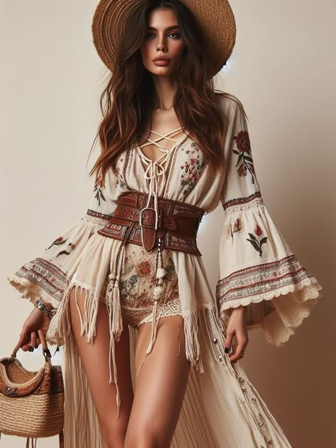 Bohemian Outfits Women, Boho Glam Fashion, Boho Outfits Bohemian, Western Chic Fashion, Style Hippie Chic, Western Dresses For Women, Mode Hippie, Bohemian Style Clothing, Boho Outfit