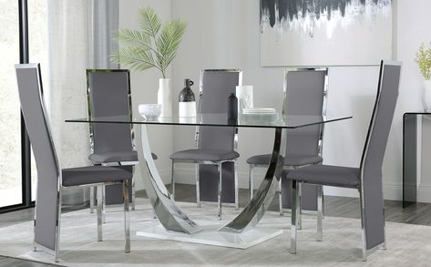 Grey Leather Chair, Chrome Dining Table, White Leather Chair, Dining Table White, Luxury Mattresses, Gray Dining Chairs, Leather Chairs, Dining Table Black, White Chair