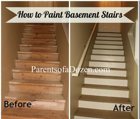 Paint Basement Stairs, Stairs Makeover Ideas, Basement Steps, Basement Stairs Ideas, Basement Decoration, Dream Basement, Basement Layout, Stairs Makeover, Basement Makeover