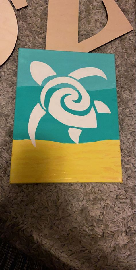 Summer Vibes Painting Ideas, Summery Paintings Easy, Turtle Ocean Painting, Summer Painting Easy, Summer Things To Paint, Easy Summer Paintings, Summer Canvas Painting Ideas, Easy Summer Paintings On Canvas, Summer Painting Ideas Easy