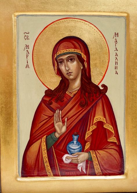 St. Mary Magdalene by Marina Yordanova Saint Mary Magdalene Icon, Mary Magdalene Icon, Christos Anesti, Orthodox Iconography, Orthodox Saints, St Mary Magdalene, Maria Magdalena, Mary Magdalene, Saint Mary