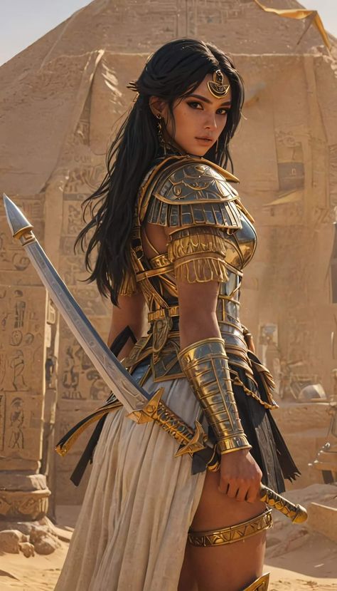 Ancient Egypt Warrior, Egyptian Women Aesthetic, Egyptian Clothing Women, Egyptian Queen Art, Egyptian Warrior, Spartan Women, Egyptian Drawings, Egyptian Goddess Art, Egyptian Princess