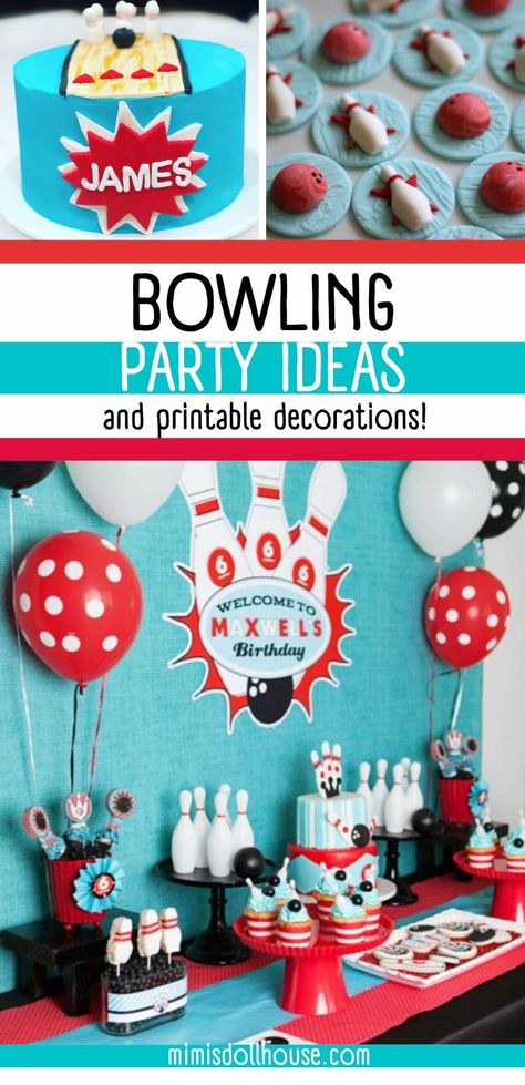 Bowling Party Birthday Cake, Bowling Party Food, Bowling Theme Party, Kids Bowling Party Ideas, Bowling Birthday Party Ideas, Bowling Birthday, Bowling Themed Birthday Party, Bowling Cake Ideas, Bowling Party Ideas