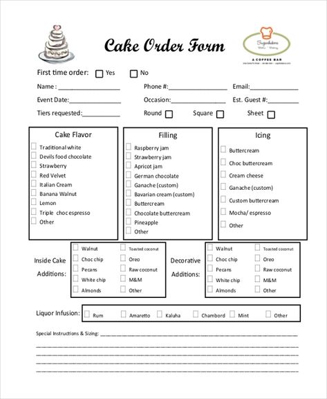 sample cake order form Cake Order Form Template, Cake Business Plan, Cake Pricing Chart, Wedding Cake Order Form, Cake Order Form, Cake Order Forms, Home Bakery Business, Order Form Template Free, Inside Cake