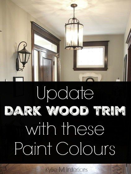 Ideas to update dark wood trim, cabinets or flooring with the best paint colours like gray, blue, green and more Trim Cabinets, Painting Wood Trim, Stained Wood Trim, Dark Wood Trim, Best Neutral Paint Colors, Stained Trim, Dark Trim, Best Paint, Dark Wood Floors