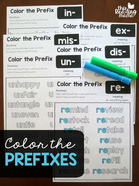 Color the Prefixes Worksheets - This Reading Mama 2nd Grade Word Work, Prefix Activities, Prefixes Activities, Prefix Un, Suffix Activities, Prefix Worksheet, Teaching Prefixes, Vocabulary Graphic Organizer, Suffixes Worksheets