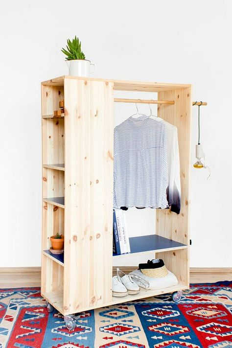 Diy Fitted Wardrobes, Homemade Bookshelves, Clothes Shelves, Wooden Closet, Portable Closet, Box Furniture, Diy Wardrobe, Wooden Wardrobe, Bookshelves Diy