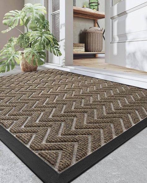 Amazon.com : DEXI Door Mat Heavy Duty Outdoor Indoor Doormat, Stain and Fade Resistant, Non Slip Front Door Mats, Patio Entryway Floor Mat, 48"x24", Chevron Brown : Patio, Lawn & Garden Entryway Mat Indoor, Front Door Rugs Indoor, Outdoor Rubber Mats, Door Mats Outdoor, Entryway Floor, Front Door Mat Indoor, Clean Patio, Porch Mat, Door Mat Entryway