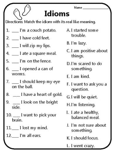 Idioms Worksheet Meaning of Idioms Idioms Practice What Idioms Mean Idiom #2 Idioms Worksheet, Idioms Activities, Common Idioms, English Teaching Materials, English Worksheet, English Phrases Idioms, Worksheet For Kids, Idioms And Phrases, English Worksheets For Kids